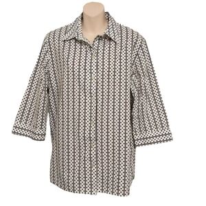 🔵BOGO FREE🔵 Alia Sport Polka Dot Striped Three Quarter Sleeve Top Sz 14